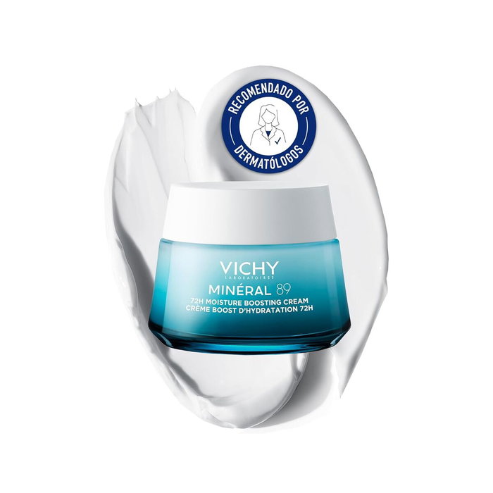 Vichy Minéral 89 Crema Hidratante 72H Ligera con Ácido Hialurónico y Escualeno, 50 ml