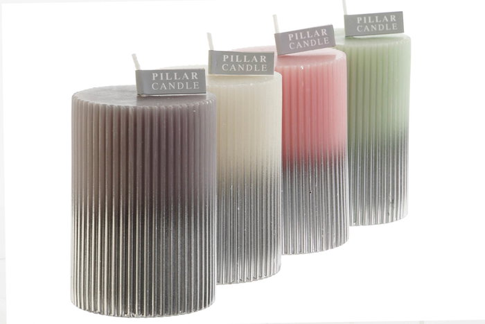DKD Home Decor Surtido de 4 Velas de Cera de Parafina Difuminadas Bicolor