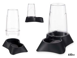 Masgow Comedero Bebedero Plástico con Reserva 0.65L Antracita Antideslizante 12.5x18.3x19cm (Set de 12)