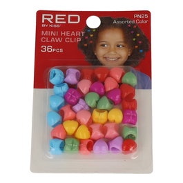 Red Kiss PN25 Clips de Pelo Mini para Niños 36 Unidades con Forma de Corazón Red Kiss Kids Mini Heart Claw Clips
