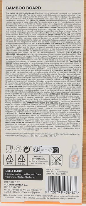 Masterchef Tabla Cortar Bambú con Asas 27x20x2 cm (8 Unidades)