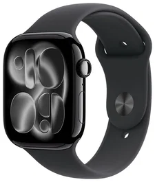 Apple Watch Series 11 GPS + Cellular 42mm Jet Black Aluminium Case | Black Sport Band - S/M