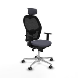 PIQUERAS Y CRESPO Silla de oficina Jorquera con mecanismo sincro, gris oscuro y negro