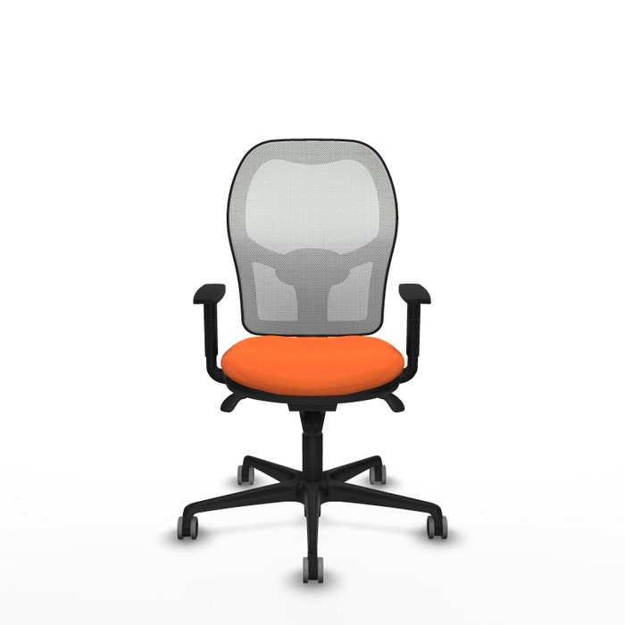 PIQUERAS Y CRESPO Silla de oficina Jorquera con mecanismo Sincro, Tela Naranja y Malla Blanca