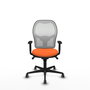 PIQUERAS Y CRESPO Silla de oficina Jorquera con mecanismo Sincro, Tela Naranja y Malla Blanca