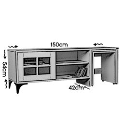 Hanah Home Revival Soporte TV Roble 150x54x42 cm Tablero de Partículas Melamina 18mm con Mesas Nido