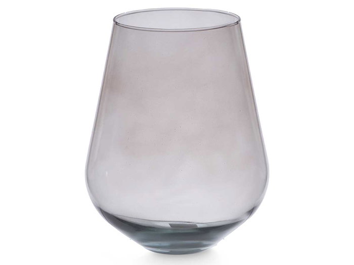 Giftdecor Jarron de Cristal Forma Vaso 28 cm Gris Alto 28 cm Ancho 22 cm Largo 22 cm