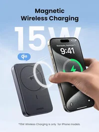 UGREEN Power Bank Inalámbrico Magnético Mini 10000mAh 30W PD + FQI Gris 45763