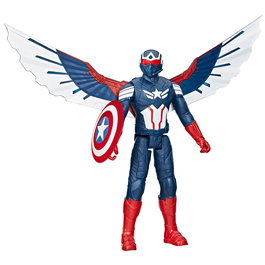 Hasbro Avengers Figura Deluxe Capitán América Titan Hero F9301, Escala 30 cm con Escudo y Alas, Juguete de Acción para Niños +4 años