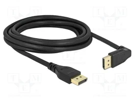 DeLOCK Cable DisplayPort 8K 60 Hz 3 m con conector 90° hacia arriba, sin pestillo
