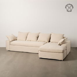 Chaise-Lounger Crema Tejido-Madera 300 X 161 X 90 cm