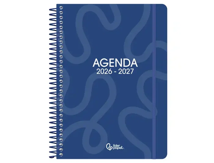 Liderpapel Agenda Escolar 2026-2027 Classic - Día Página A5 Espiral, Interior Bilingüe, Papel FSC 70g, Azul Marino