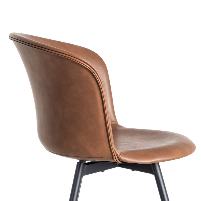 Silla Marrón Metal / Simil Piel 53 X 51,50 X 76 cm (Set de 2)