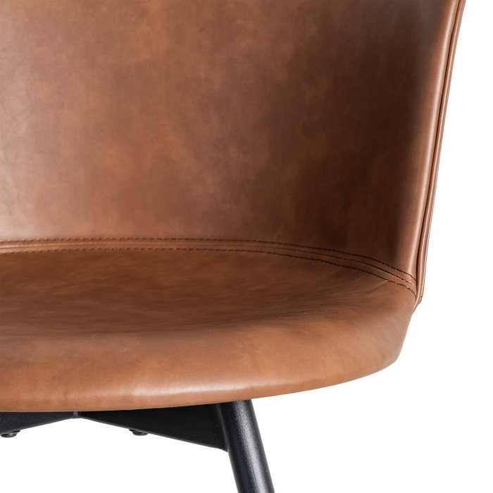 Silla Marrón Metal / Simil Piel 53 X 51,50 X 76 cm (Set de 2)