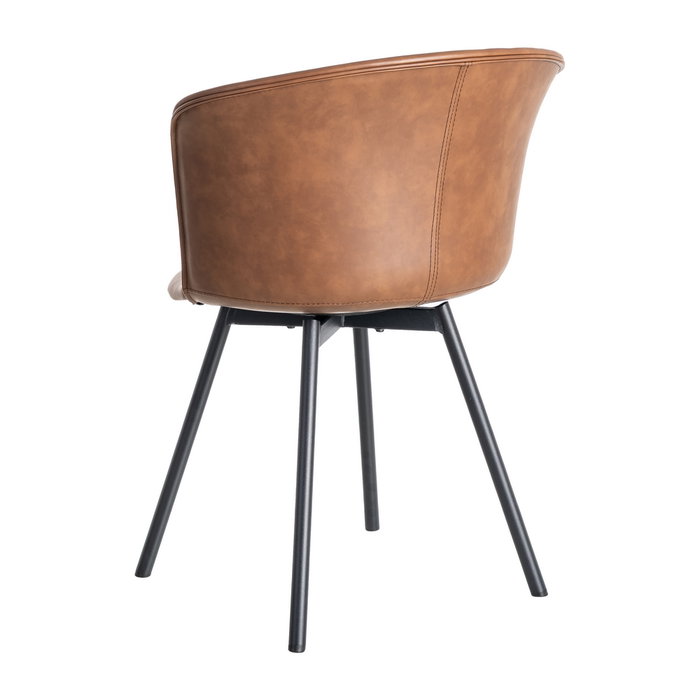 Silla Marrón Metal / Simil Piel 53 X 51,50 X 76 cm (Set de 2)