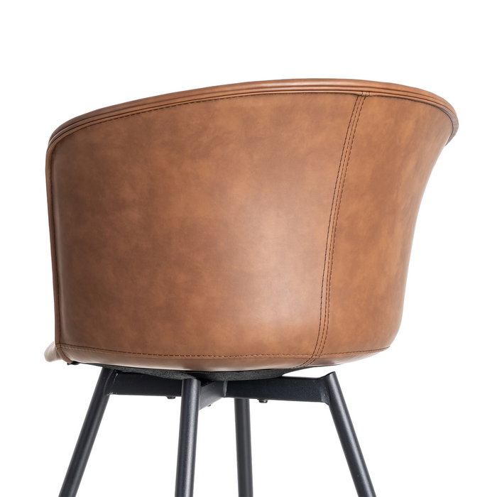 Silla Marrón Metal / Simil Piel 53 X 51,50 X 76 cm (Set de 2)