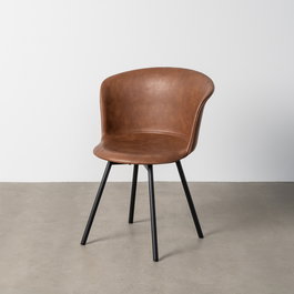 Silla Marrón Metal / Simil Piel 53 X 51,50 X 76 cm (Set de 2)