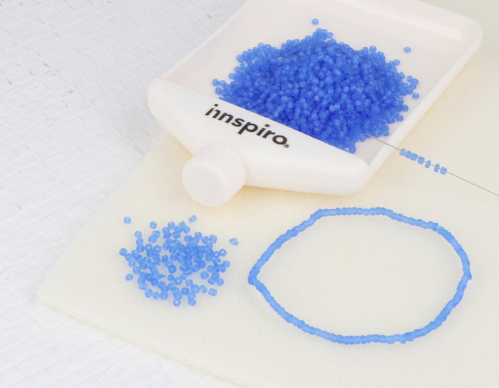 Innspiro Rocalla de Vidrio Redonda Glaseado Azul Claro 2,3mm 500g