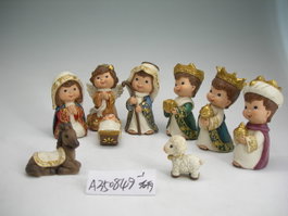 DKD Home Decor Set de Nacimiento de 9 Piezas en Resina Multicolor