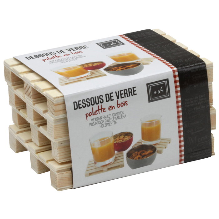 Cook Concept Set de 4 Posavasos Forma de Palé en Madera Cook Concept Set de 4 Posavasos Forma de Palé en Madera