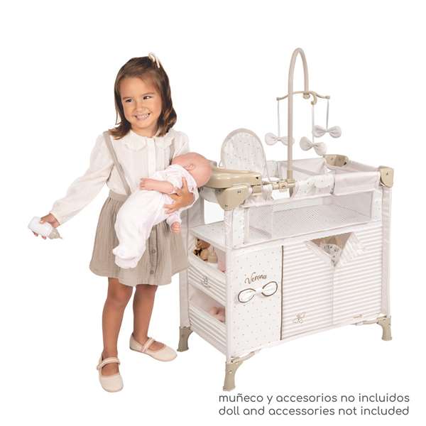 Decuevas Armario cambiador plegable Verona con accesorios para muñecas de hasta 42 cm, 60x32x70 cm Decuevas Armario cambiador plegable Verona con accesorios para muñecas de hasta 42 cm, 60x32x70 cm