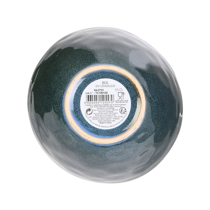 Home Deco Factory Bol Gres Azul Natural diámetro 14.5 cm altura 9 cm capacidad 550 ml