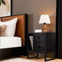 Nordure Glimmer Mesilla de Noche, Wood Black, Negro, Mueble Dormitorio 45.2x50x29.5cm