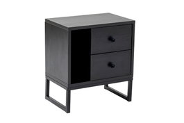 Nordure Glimmer Mesilla de Noche, Wood Black, Negro, Mueble Dormitorio 45.2x50x29.5cm