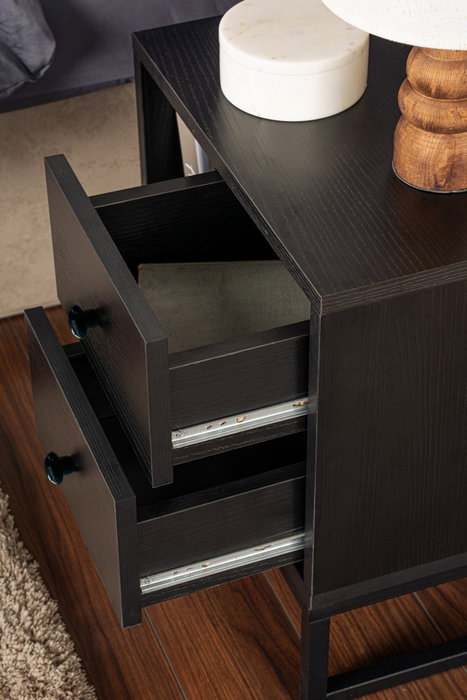 Nordure Glimmer Mesilla de Noche, Wood Black, Negro, Mueble Dormitorio 45.2x50x29.5cm