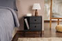 Nordure Glimmer Mesilla de Noche, Wood Black, Negro, Mueble Dormitorio 45.2x50x29.5cm