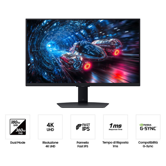 Samsung Monitor Gaming Odyssey G7 LS27FG702EUXEN 27" Curvo, 240 Hz, QHD, 1 ms, HDR600, Freesync Premium Pro, Negro