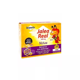 Juanola Jalea Real Niños Sticks 28 unidades - Suplemento infantil con Vitaminas, Minerales para Energía y Defensas - Sabor agradable, sin gluten, sin lactosa