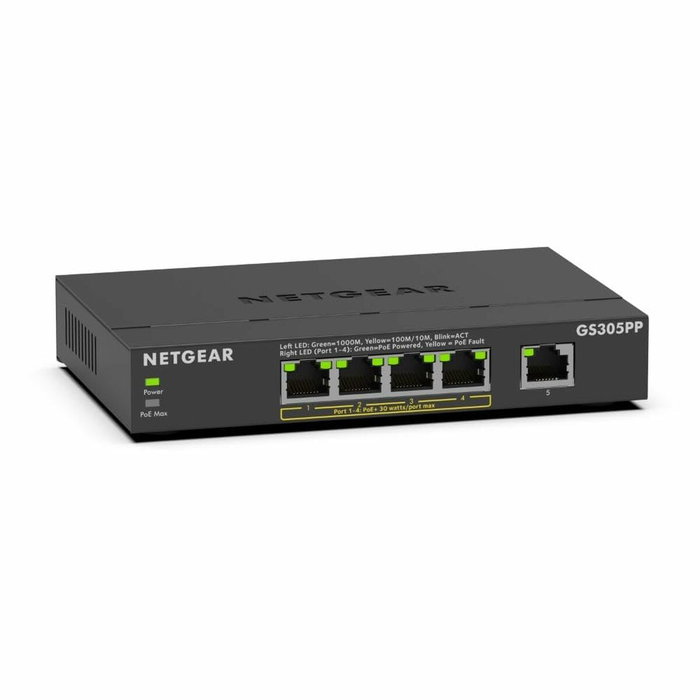 NETGEAR GS305PP Switch Gigabit Ethernet No Administrado 5 Puertos 4 PoE+ NETGEAR GS305PP Switch Gigabit Ethernet No Administrado 5 Puertos 4 PoE+