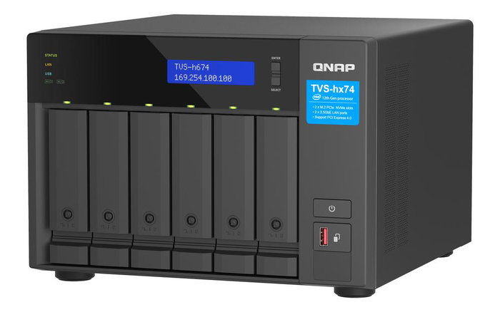 QNAP Servidor NAS TVS-h674, 6 Bahías, Procesador Intel Core i5-12400, 32 GB RAM DDR4, 2x2.5GbE, PCIe 4.0, Compatible con QuTS hero