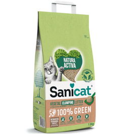 Sanicat Arena para Gatos Natura Activa 100% Green 5kg Biodegradable Sin Perfume
