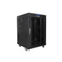 Lanberg FF01-6615-12BL Rack o Bastidor Independiente 19 Pulgadas 15U, Estructura Cerrada, Puertas de Vidrio y Acero, Capacidad 800 kg, Negro