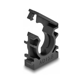 DeLOCK Soporte para funda de cable con clip de bloqueo 15,8 mm, 8 piezas, negro