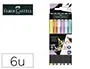 Faber castell Rotulador Edición Black Punta de Pincel, Caja de 6 Unidades, Colores Pastel Surtidos