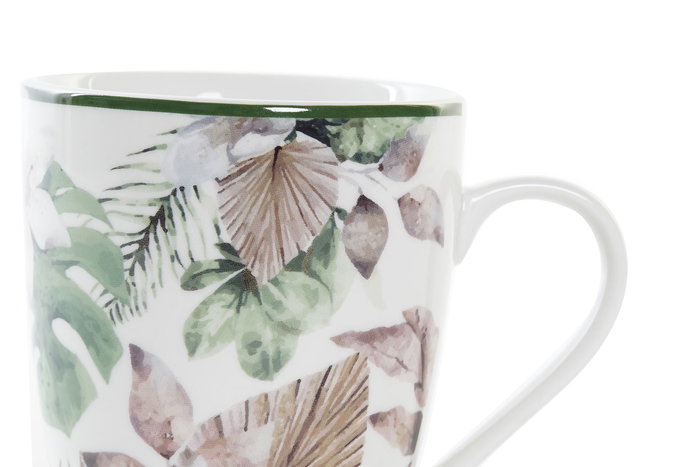 DKD Home Decor Mug Tropical Porcelana Verde Marron Blanco 420ml 12 Unidades 8.5 x 10 x 12 cm Apto Microondas Lavavajillas DKD Home Decor Mug Tropical Porcelana Verde Marron Blanco 420ml 12 Unidades 8.5 x 10 x 12 cm Apto Microondas Lavavajillas