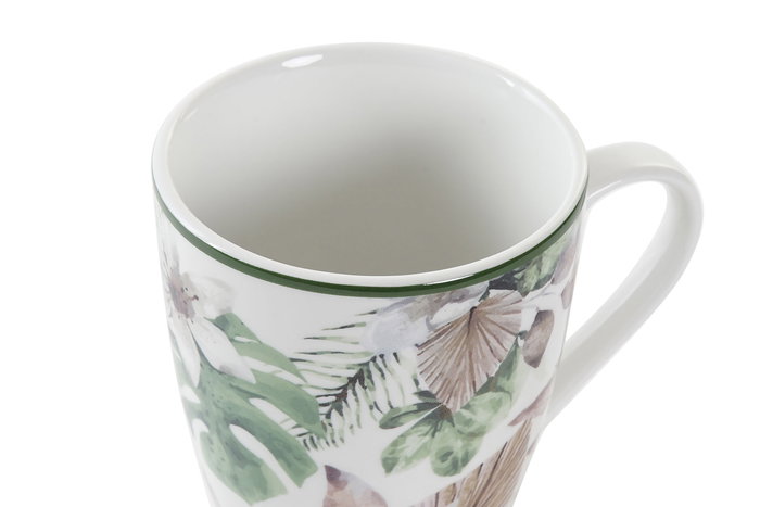 DKD Home Decor Mug Tropical Porcelana Verde Marron Blanco 420ml 12 Unidades 8.5 x 10 x 12 cm Apto Microondas Lavavajillas DKD Home Decor Mug Tropical Porcelana Verde Marron Blanco 420ml 12 Unidades 8.5 x 10 x 12 cm Apto Microondas Lavavajillas