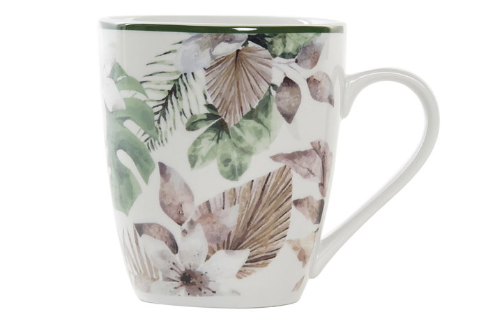 DKD Home Decor Mug Tropical Porcelana Verde Marron Blanco 420ml 12 Unidades 8.5 x 10 x 12 cm Apto Microondas Lavavajillas DKD Home Decor Mug Tropical Porcelana Verde Marron Blanco 420ml 12 Unidades 8.5 x 10 x 12 cm Apto Microondas Lavavajillas