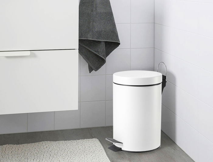 Confortime Cubo Basura Metal con Pedal 3 Litros Blanco (17 x 25.7 x 22 cm) (6 Unidades)