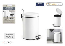 Confortime Cubo Basura Metal con Pedal 3 Litros Blanco (17 x 25.7 x 22 cm) (6 Unidades)