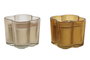 DKD Home Decor Set de 2 Velas de Cristal Rayado Ámbar y Beige