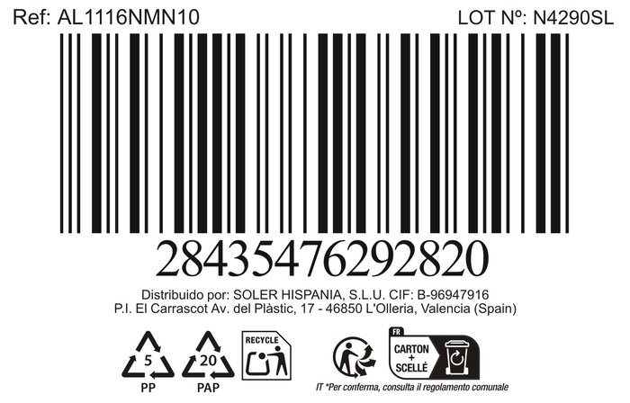 Inde Ischia - Set de 3 Platos de Postre Redonda Ø17.8 cm x 2 cm en Cristal Opalina, Negro (4 Cajas)