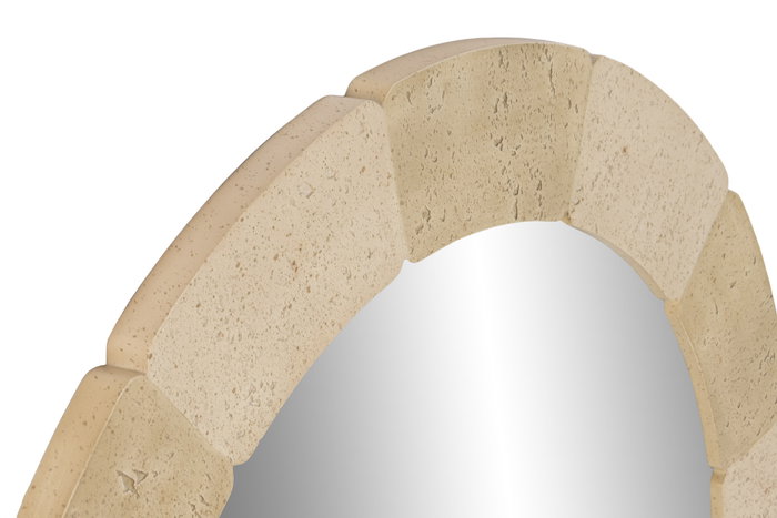 DKD Home Decor Espejo de Pared Resina y Cristal Símil Piedra Beige 90x90 cm