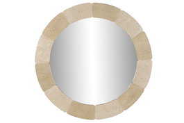 DKD Home Decor Espejo de Pared Resina y Cristal Símil Piedra Beige 90x90 cm