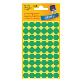 AVERY Zweckform Etiquetas de Identificación 3143 Verdes Ø 12,0 mm, 270 unidades