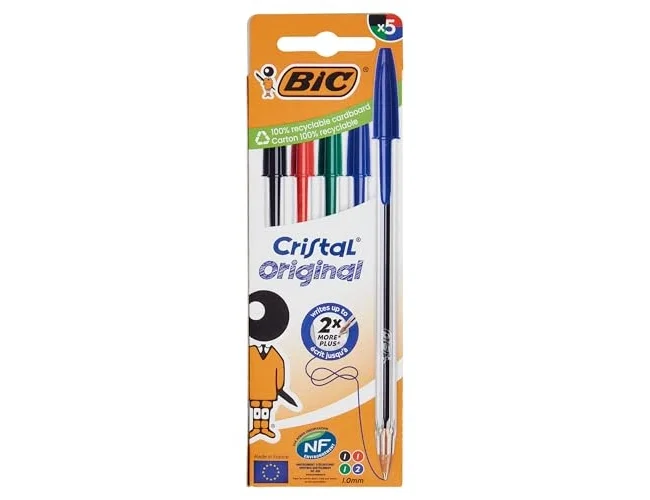 Bic Bolígrafos Cristal Original Colores Surtidos (Pack de 5 unidades)