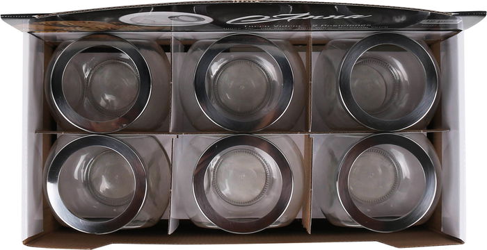 Anna Tarro de Vidrio 600 ml con 2 Posiciones - 8.5 cm (Ancho) x 12.3 cm (Alto) x 11.8 cm (Largo) (24 Unidades)